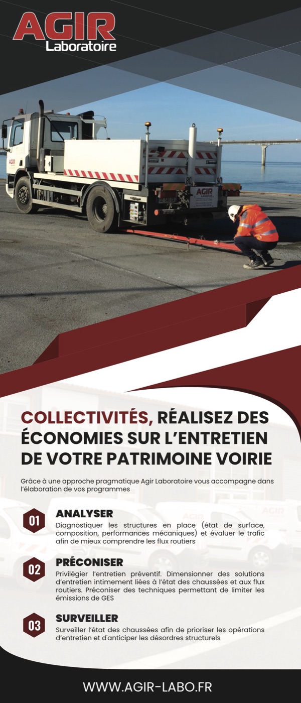 Kakemono Agir Laboratoire : collectivités, réalisez des économies sur l'entretien de votre patrimoine voirie
