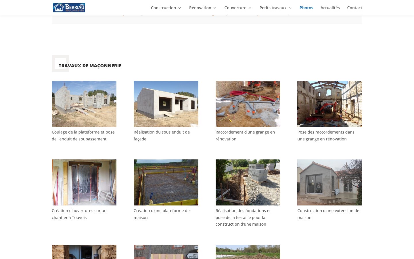 Galerie des chantiers sur le site maconnerie-berriau.fr