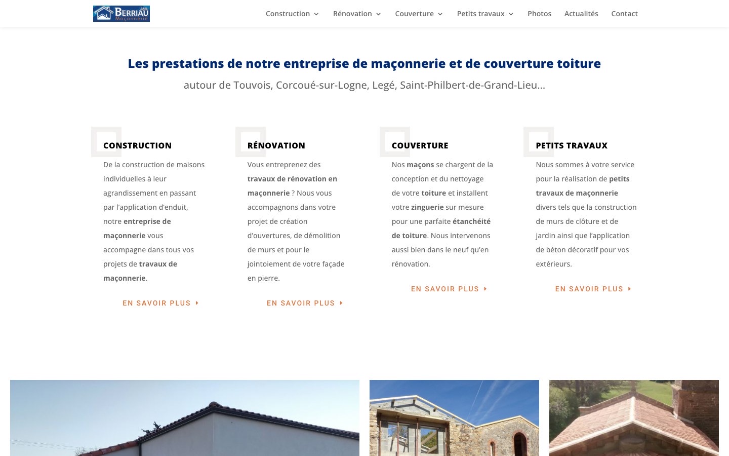 Présentation des prestations sur le site maconnerie-berriau.fr