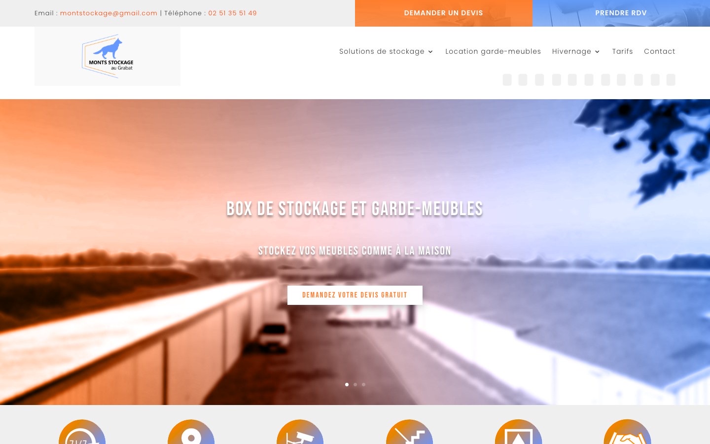 Page d'accueil du site hivernage-vendee.com : box de stockage et garde-meubles