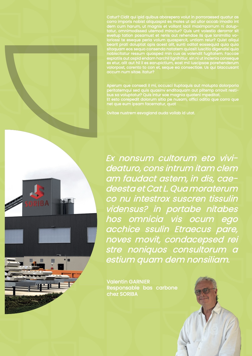 Page intérieure sur les engagements de Soriba
