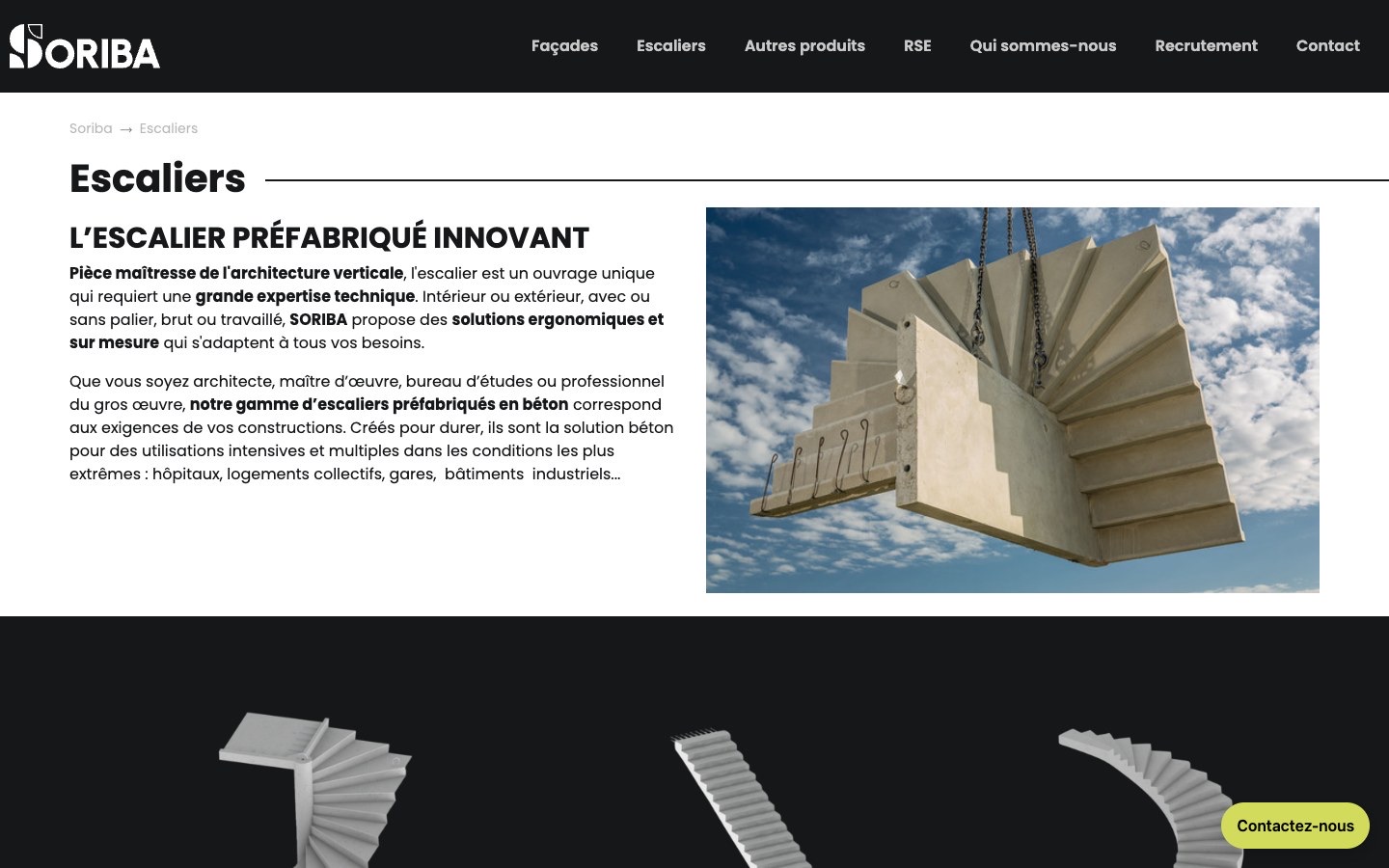 Page Escaliers du site soriba.fr