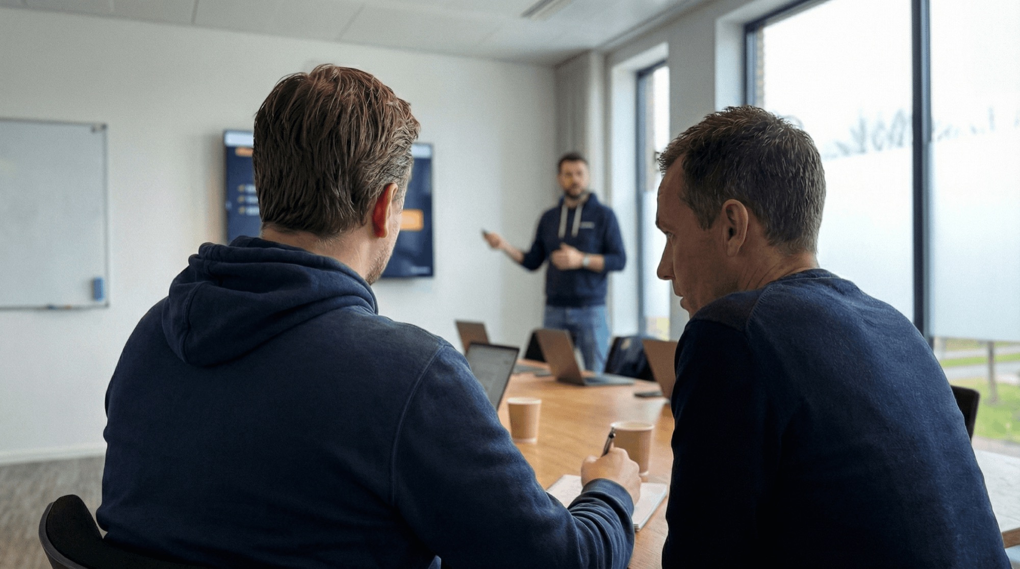 L'équipe The Fold en réunion de travail avec un client